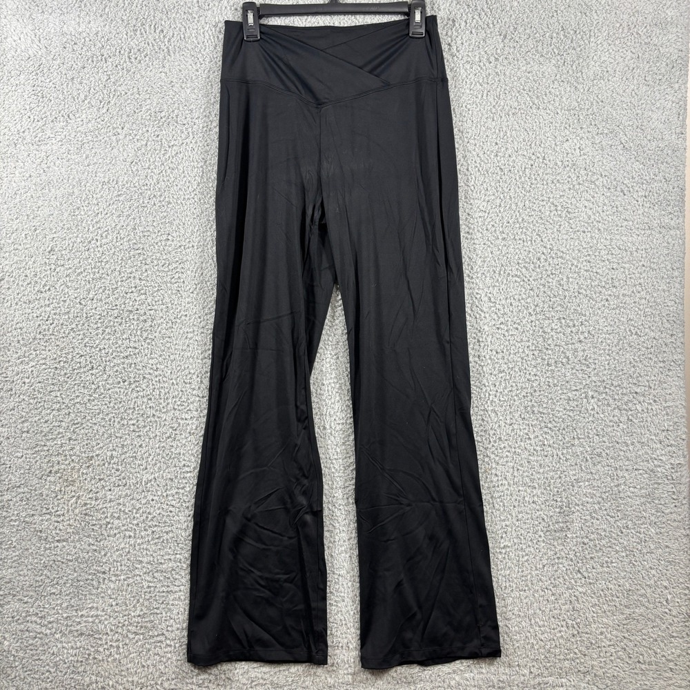 Ododos Womens Wide Leg Yoga Pants Black Crossover‎ Waist High Rise Size L
